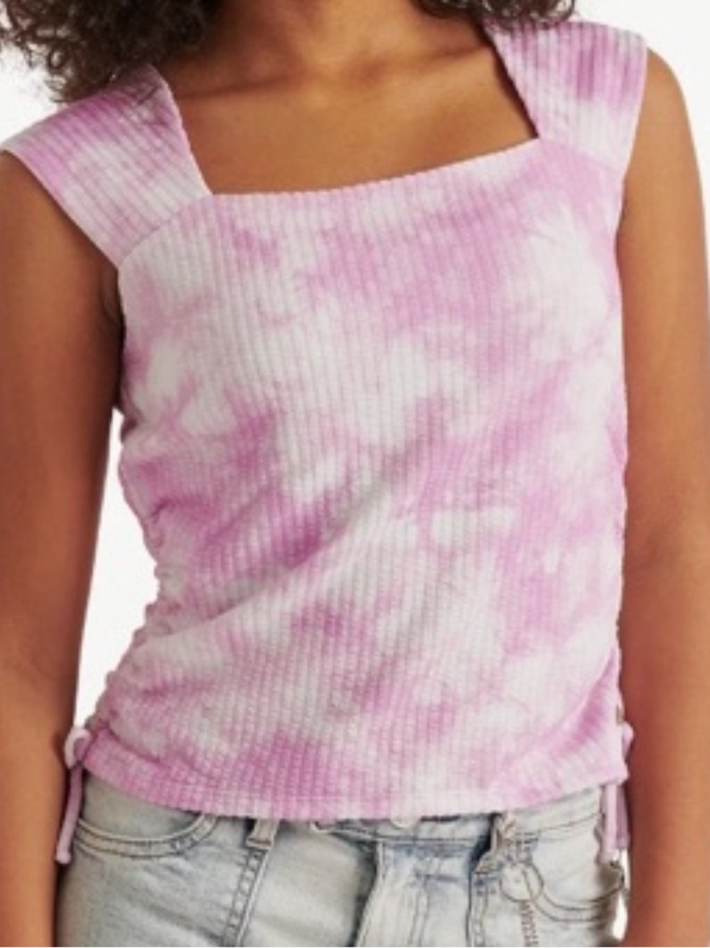Justice Sz 10 Pink Tie Dye Cinch Side Top